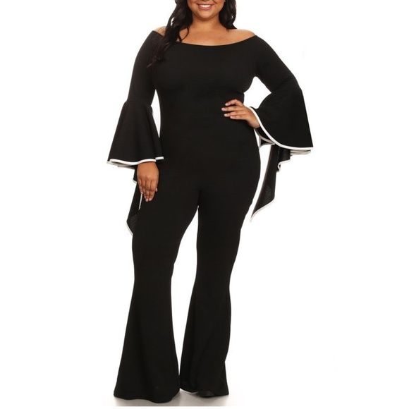 bell sleeve wide leg jumpsuit